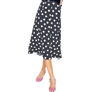 Boden Darlena Navy And White Spot On Spot Polka Dot Midi Skirt 6R High Waisted